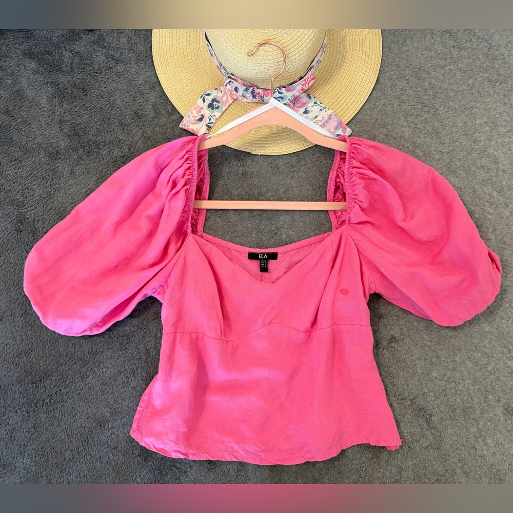 Pink Puff Sleeve Top